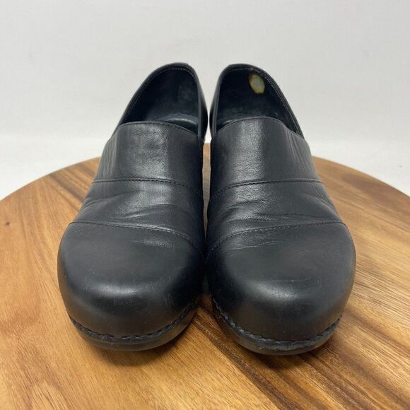 Dansko Women's Tenley Pump Size EU 38 Block Heel Slip On Shoe Black Leather - Picture 2 of 8